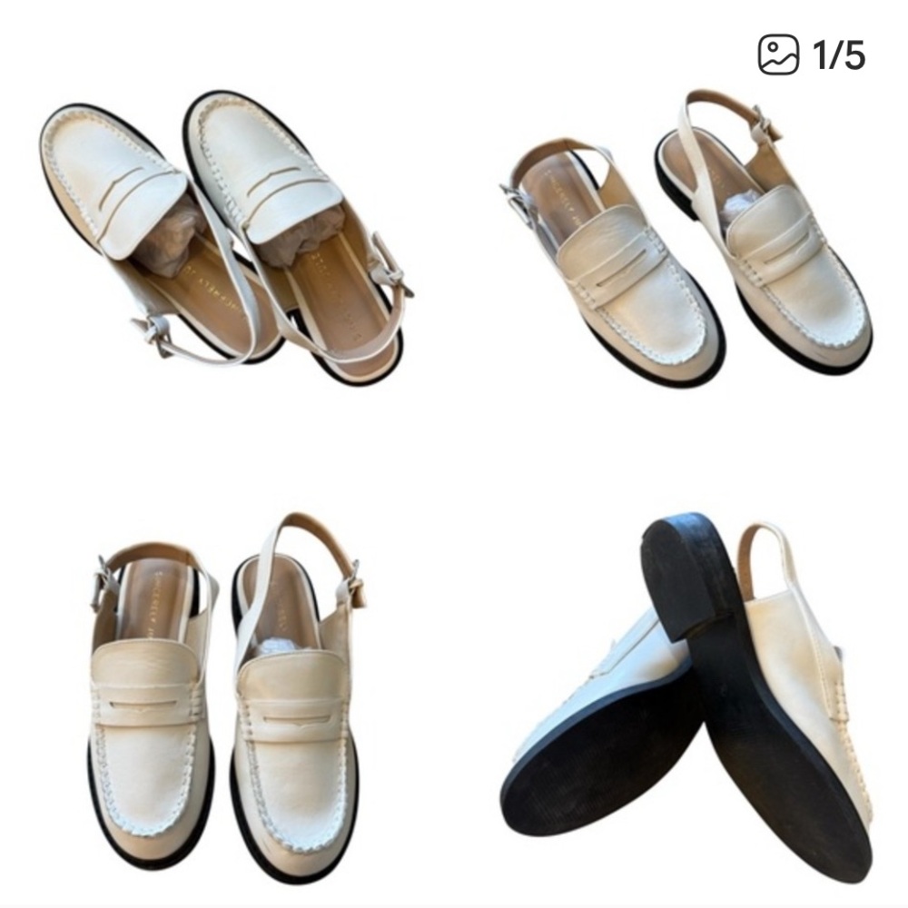 Sincerely Jules NWOT Sling Back White Penney Loafers - Picture 3 of 8